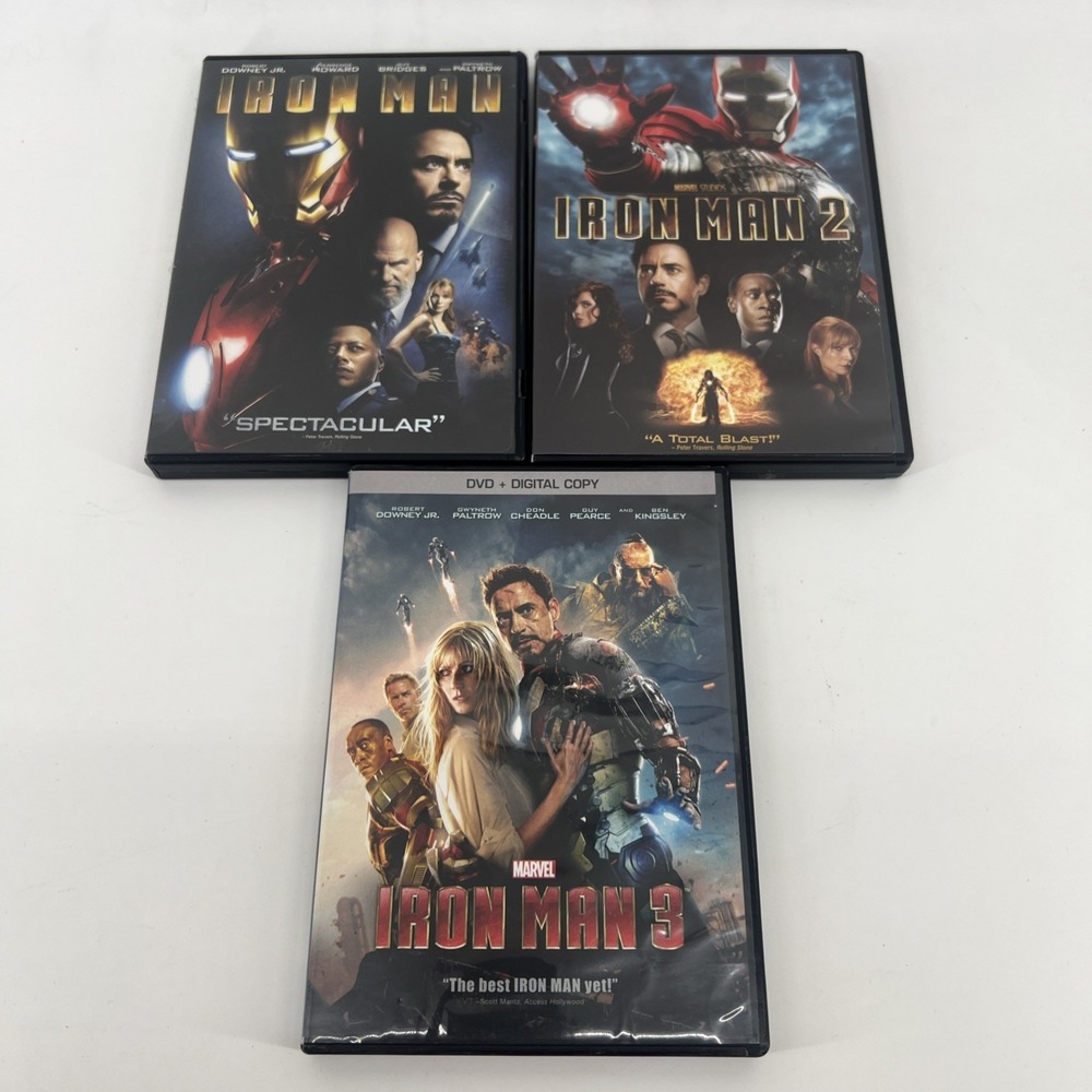 Iron Man Trilogy 1-3 DVD Set Iron Man 1 Iron Man 2 Iron Man 3 Pre-Owned